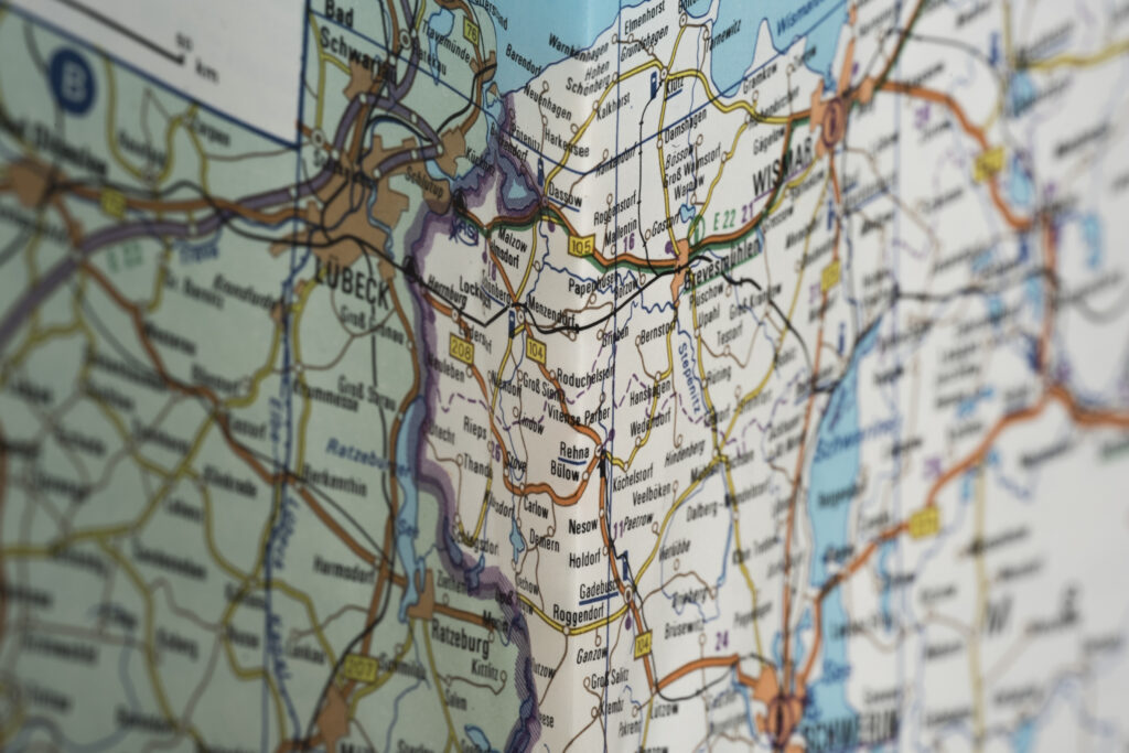 gas station map of the GDR, close up on the map